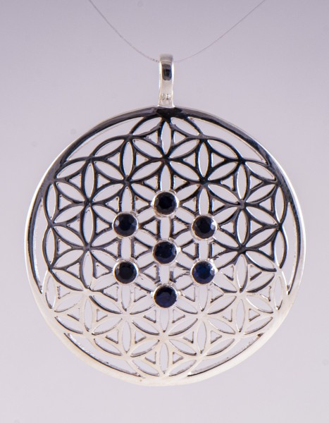 Flower of Life with blue sapphires