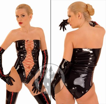 Latex bodysuit with lacing