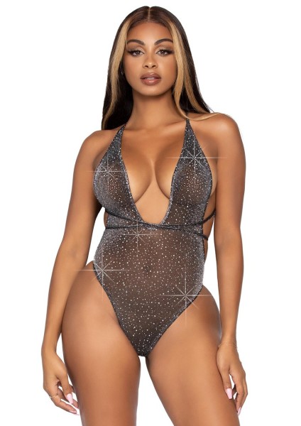 Net bodystocking with spaghetti straps