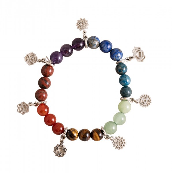 Bracelet with Chakra stones and Chakra charms