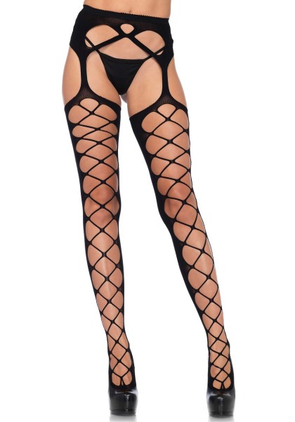 Garter Tights with Diamond Net