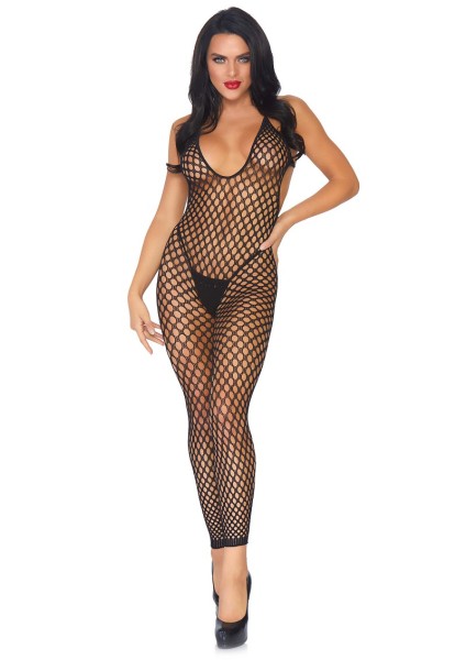 Net bodystocking with spaghetti straps