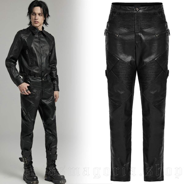 Pantalon en simili cuir noir avec cordon de serrage