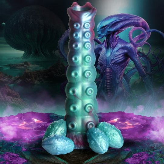 Silicone dildo with balls 'Galactic Breeder'