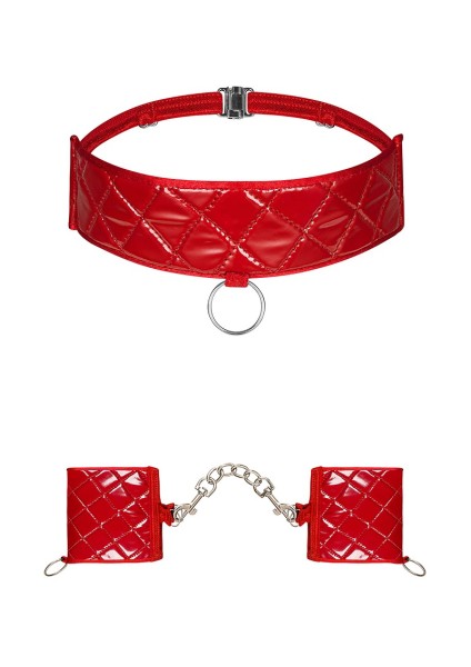 Rote Handfesseln und Halsband