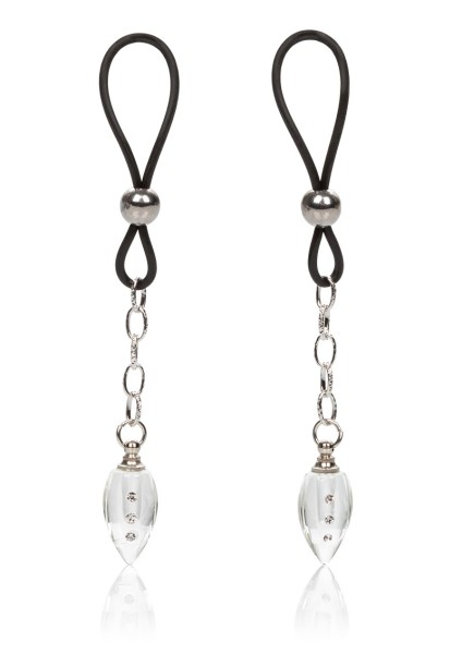 Nipple loops with light teardrop-shaped gemstones