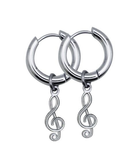 Music Note Hinged Hoop Earrings