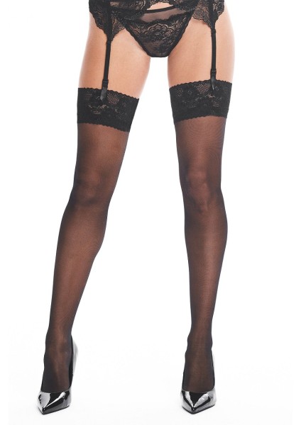 Stockings with rose lace trim - 20DEN