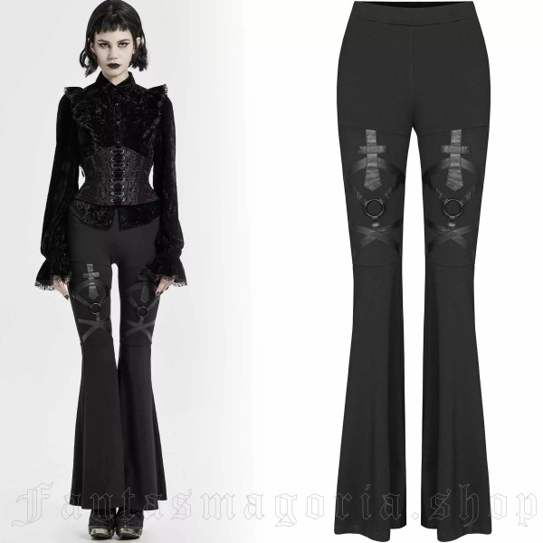 Schwarze, ausgestellte Leggings im Goth-Stil