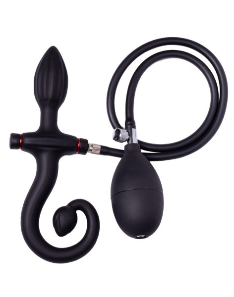Inflatable anal plug with handle and pump
