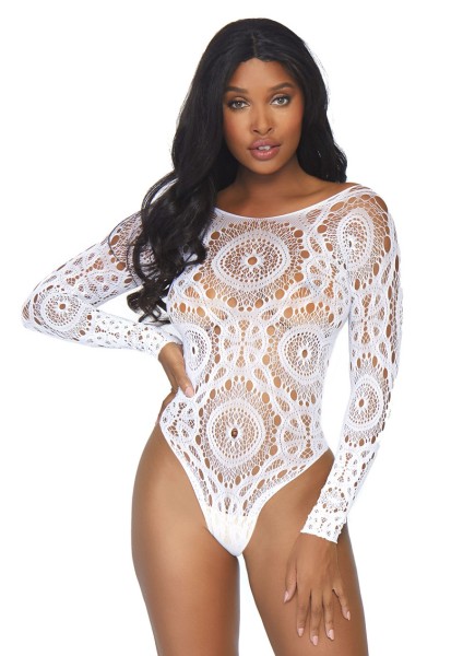 Long-sleeve body made of crocheted lace