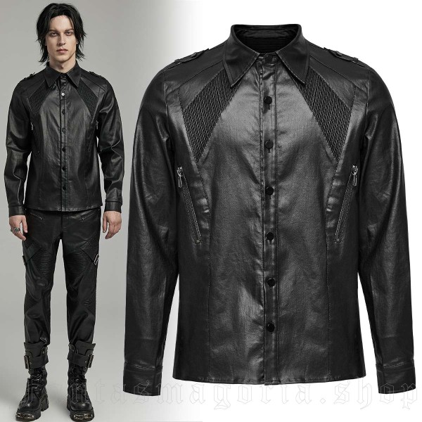 Shirt made of black faux leather