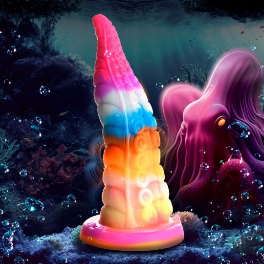 Selbstleuchtender Silikondildo 'Bunte Tentakel'