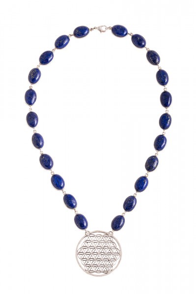 Blume des Lebens Collier mit Lapislazuli