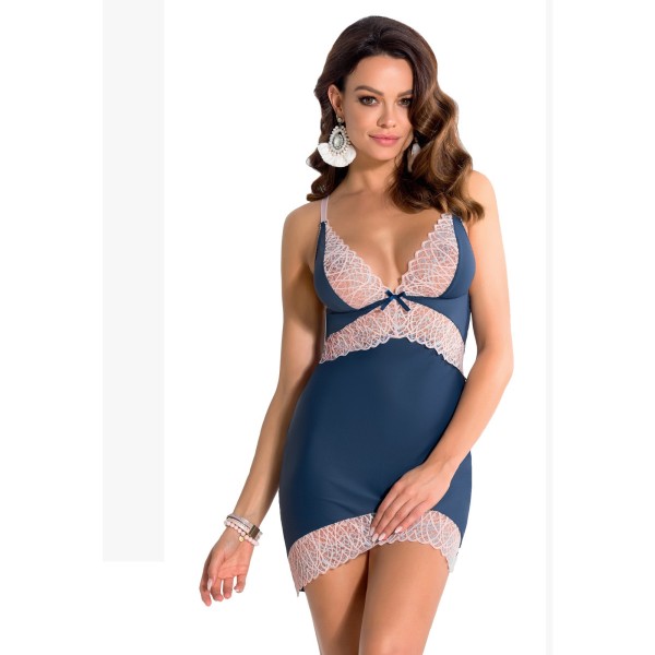 Elegant chemise made of blue stretch material