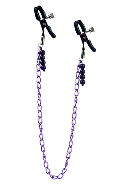 Nipple clamps with purple chain