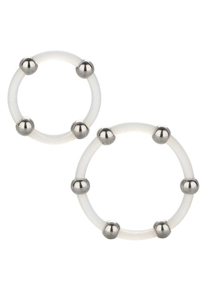 2-piece set steel beads silicone rings