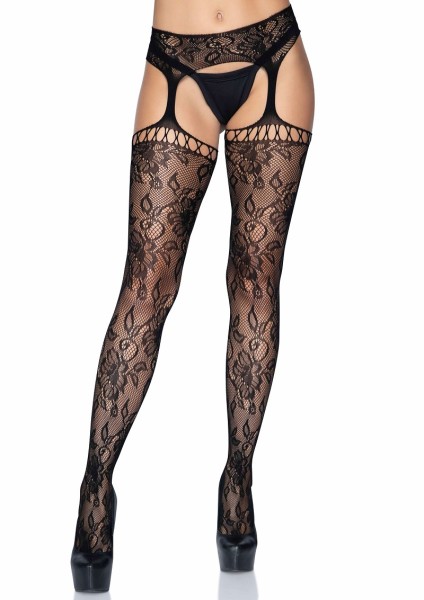 Garter Belt Tights made from Floral Lace