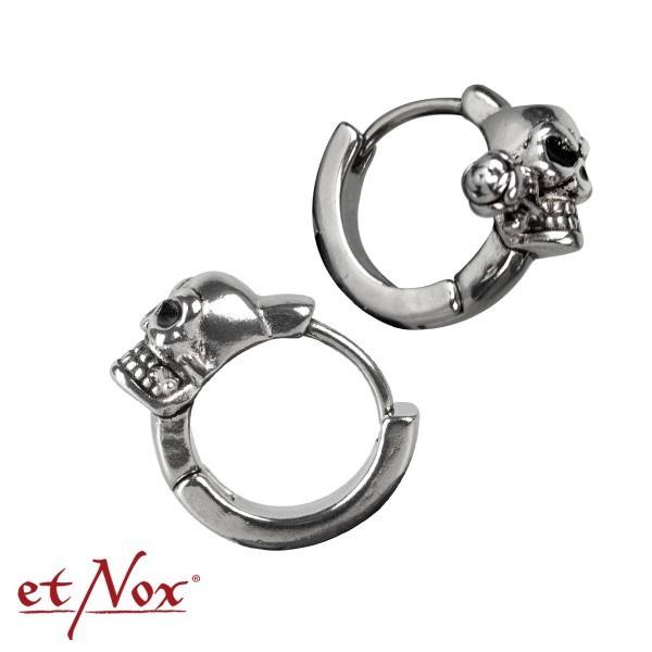 Stainless steel earrings 'skull with rose'