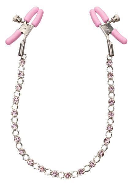 Nipple clamps with crystal-studded chain