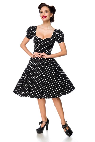 Polka dot dress with puff sleeves