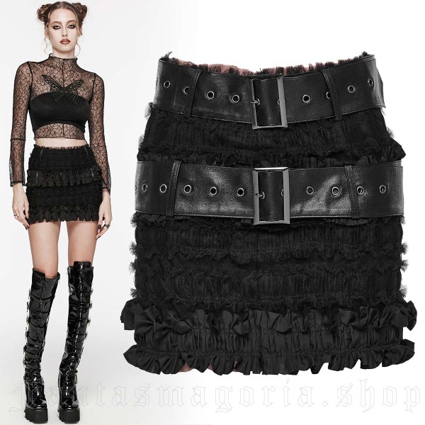 Romantic mini skirt with belt