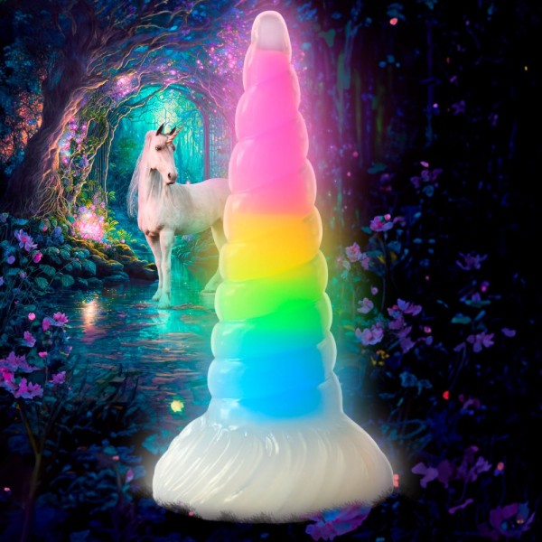 Self-glowing silicone dildo 'Regenbogeneinhorn'