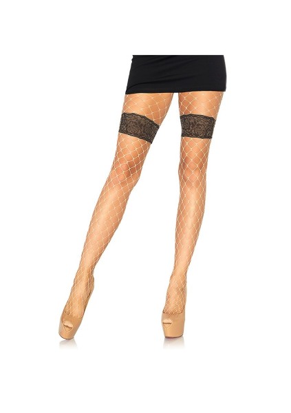 Rhinestone fishnet stockings with floral accent