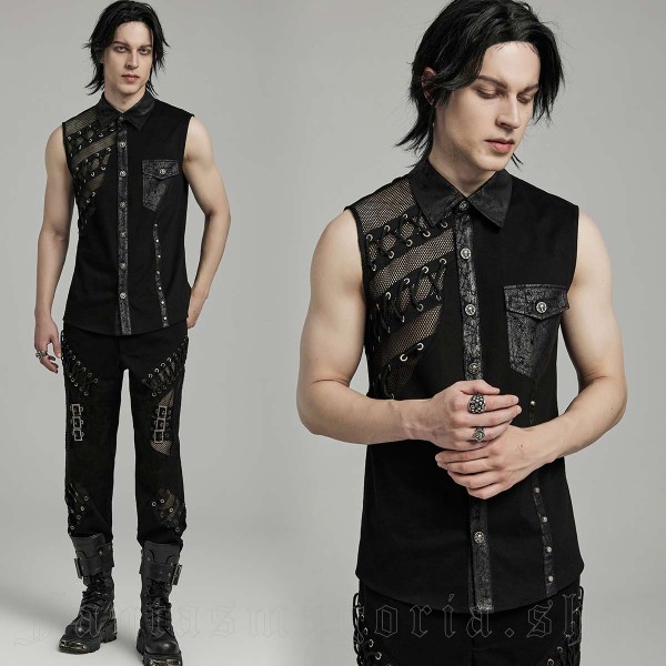 sleeveless shirt with mesh and lacing