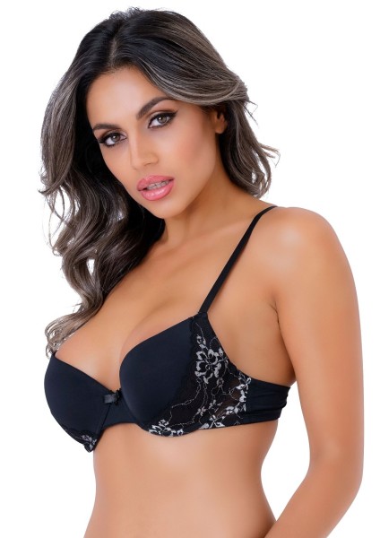 Push-up bra with lace racerback