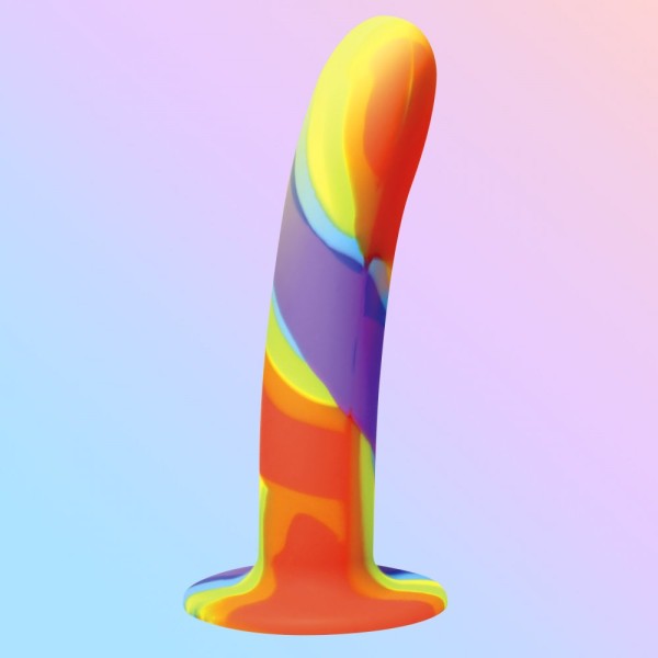 Rainbow dildo made of silicone