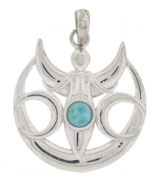 Triple Moon Goddess with Larimar