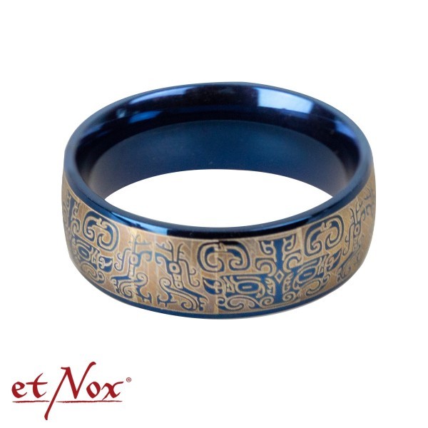 Stainless steel ring 'Blue Graffiti'