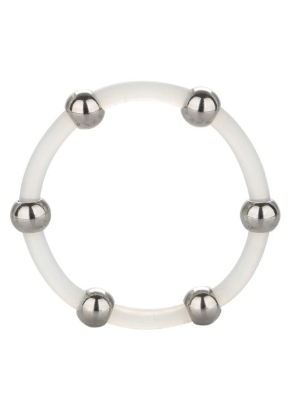 Extra-large steel bead silicone ring