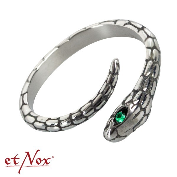 Stainless steel ring 'Snake' with zirconia