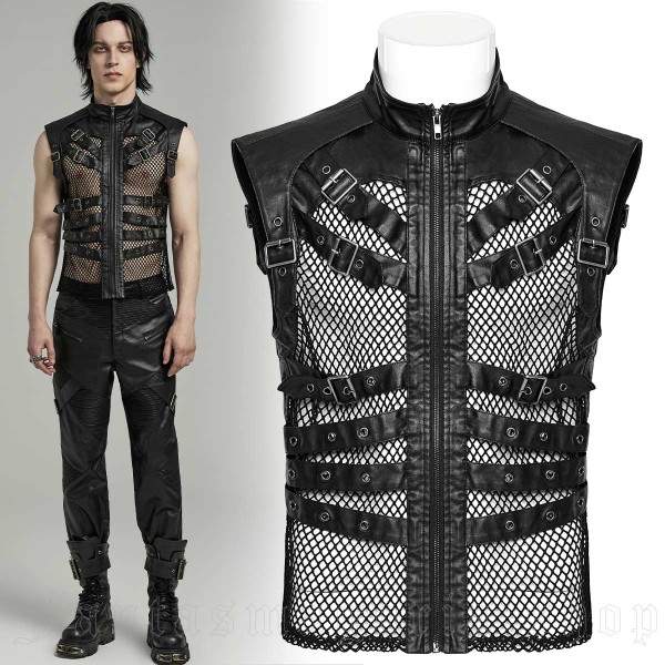 Men's vest made of black mesh