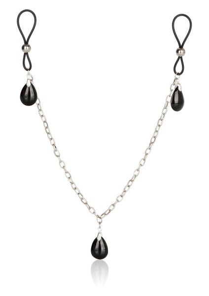 Nipple loops with black gemstones and chain