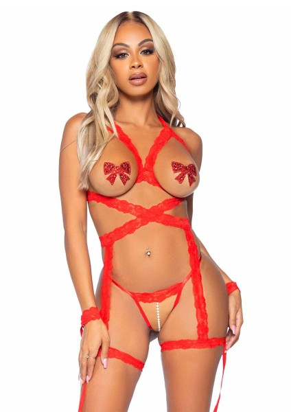 Net bodystocking with spaghetti straps