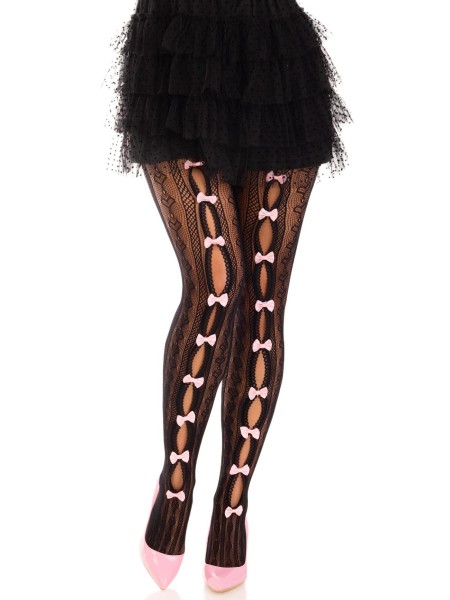 Fishnet tights with bows