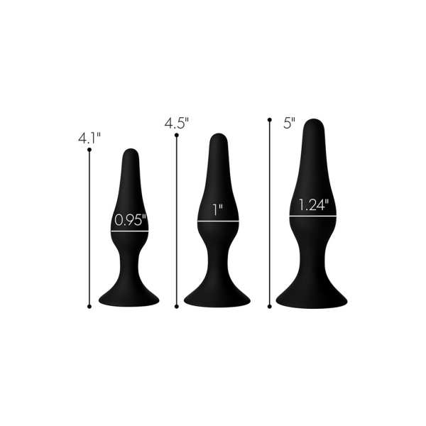 Triple Spire - Tapered Silicone Anal Trainer Set - 3 Pieces - Black