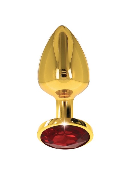 Golden anal plug with gemstone - Medium