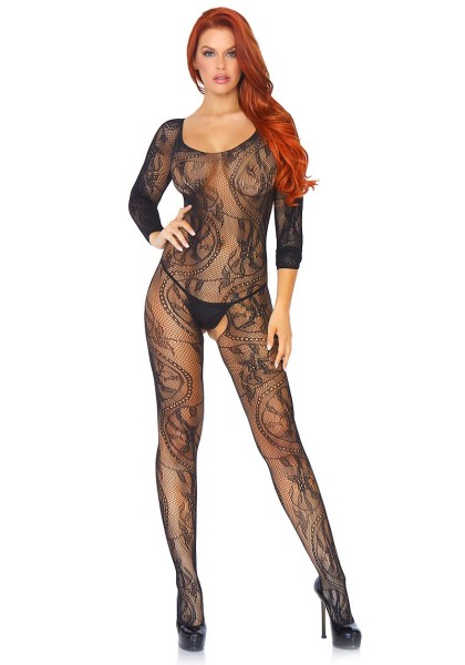 Spitzen-Bodystocking mit offenem Schritt